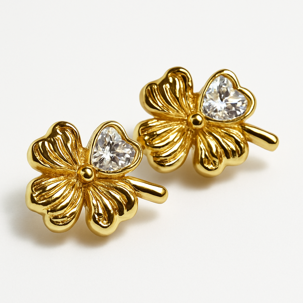 Clover Luxe Studs – Gold Finish