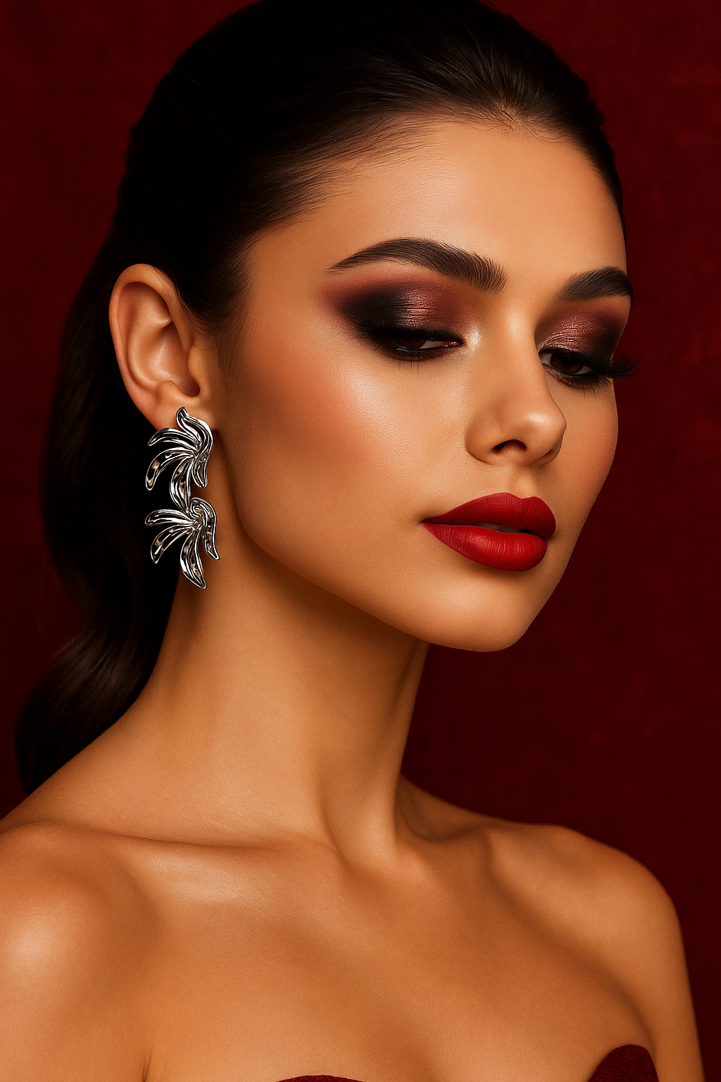 Molten Silver Palm Leaf Earrings