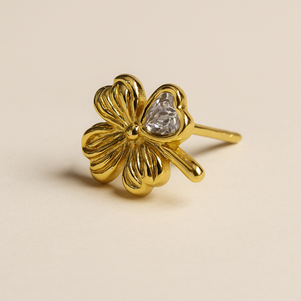 Clover Luxe Studs – Gold Finish